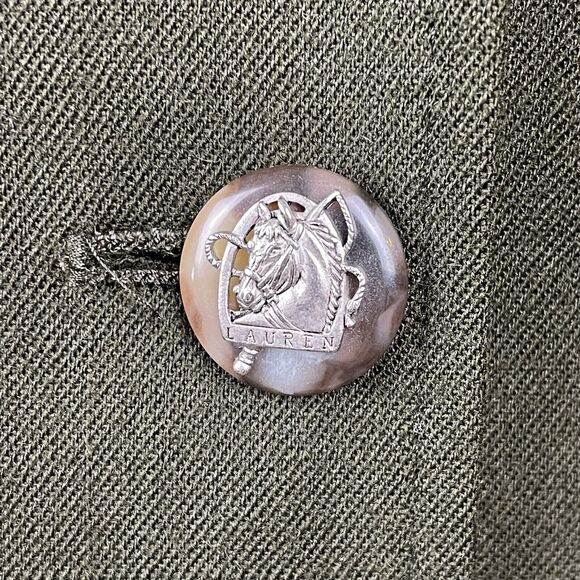 Ralph Lauren Wool Equestrian Jacket Women's Vintage 12 Green Gabardine Military - Picture 12 of 16